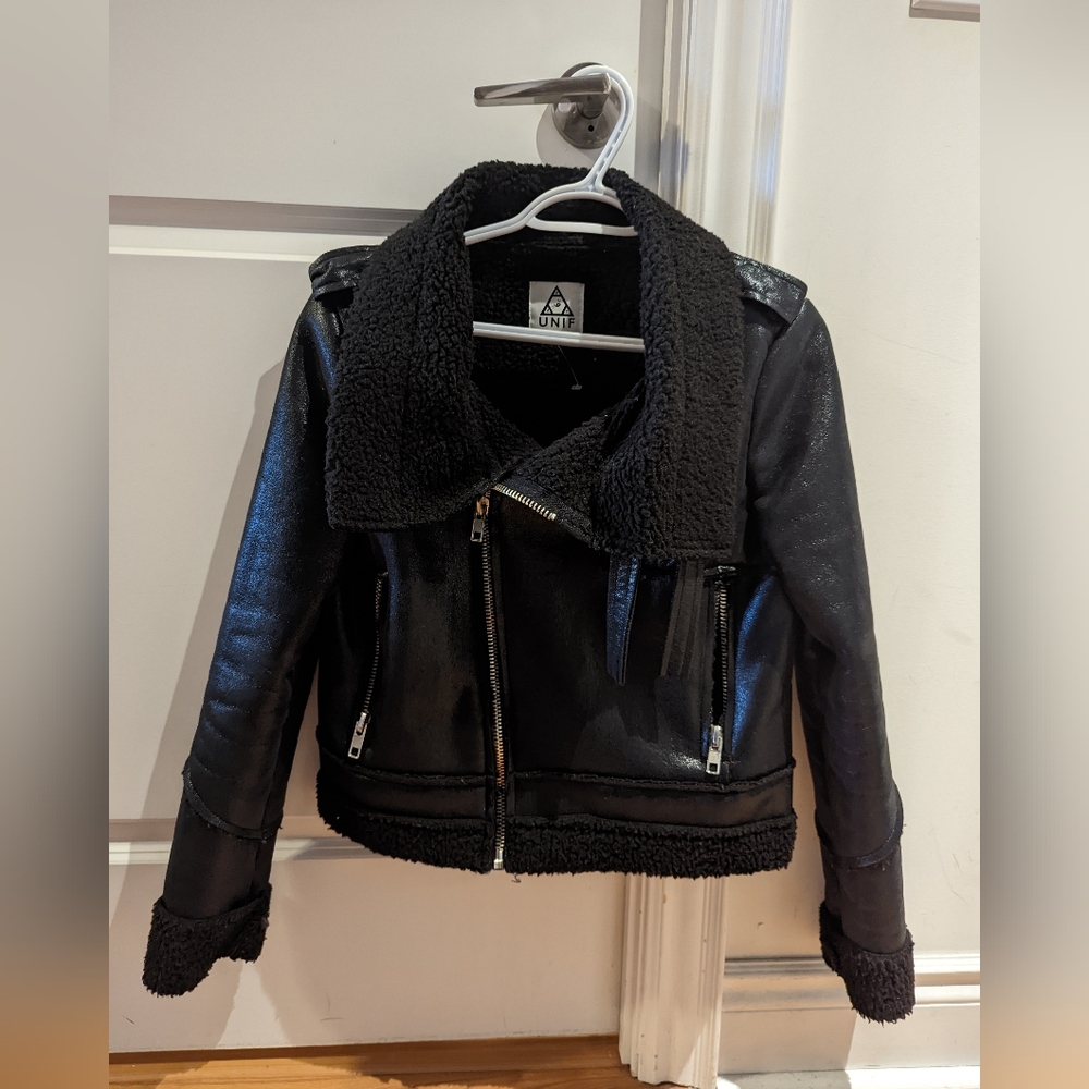 UNIF Faux Shearling Black Jacket Size M